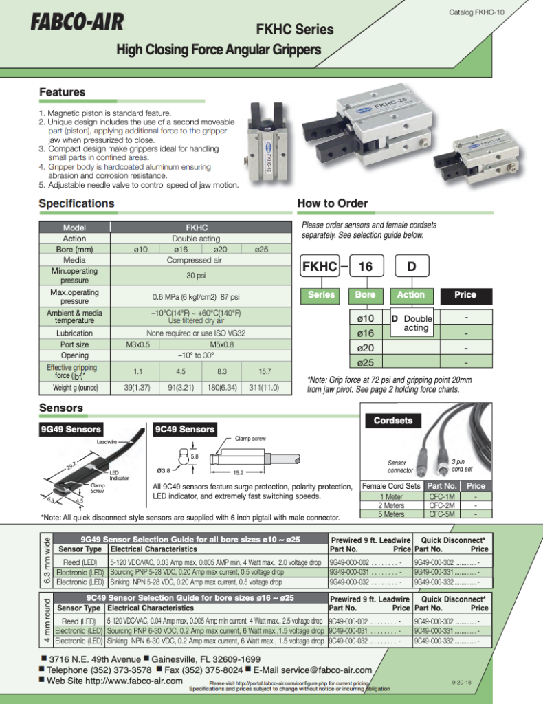 FKHC High Force Gripper Catalog